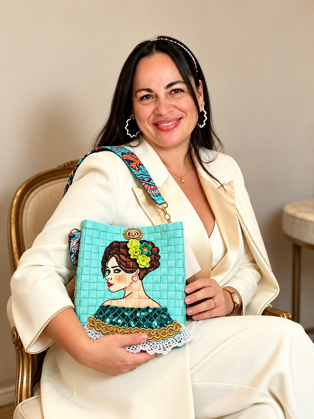 Artesana de ZUNCAR con bolso de la colección Atelier